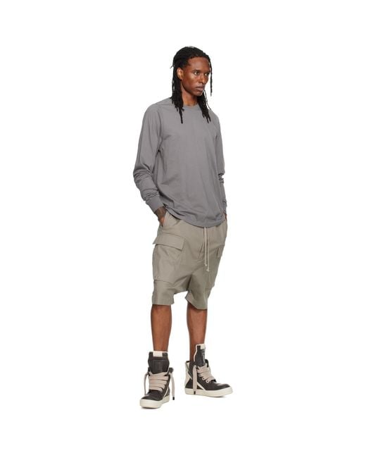 Rick Owens Gray Tower Short Crewneck Ls T-Shirt for men