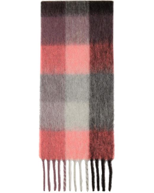 Acne Multicolor Pink & Gray Checked Scarf for men