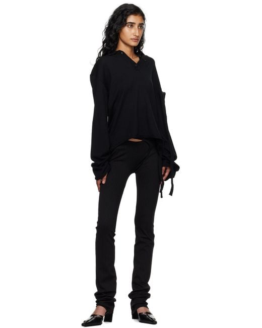 OTTOLINGER Black Deconstructed Knit Longsleeve Polo