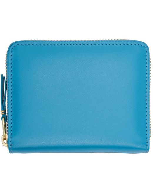 Comme des Garçons Blue Comme Des Garçons Wallets Leather Multicard Zip Card Holder for men