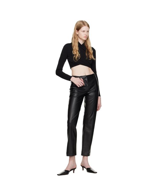 Esse Studios Black Classico Faux-Leather Trousers