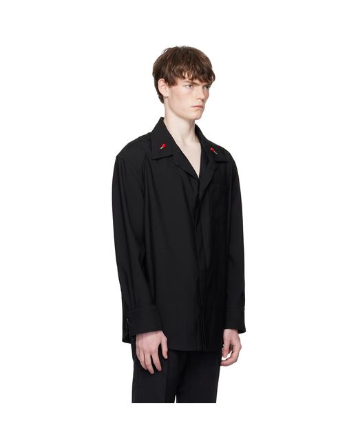 Bottega Veneta Black Matches Detail Light Wool Long Sleeve Shirt for men