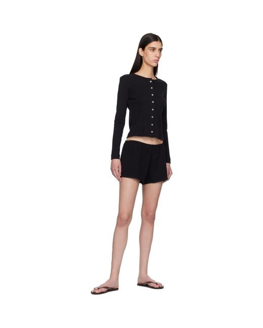 Leset Black Pointelle Mini Shorts