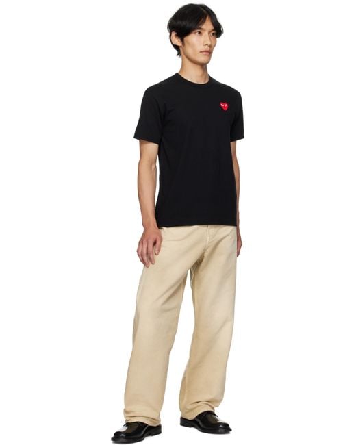 メンズ COMME DES GARÇONS PLAY ブラック ハート パッチ Tシャツ Black
