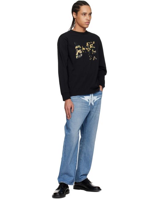 A Bathing Ape Black 1St Camo Sta' Ls T-Shirt for men