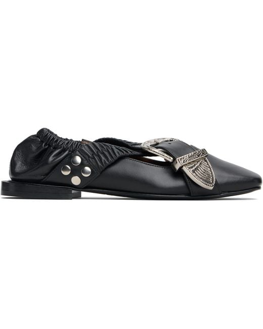 Toga Black Cross Strap Ballerina Flats