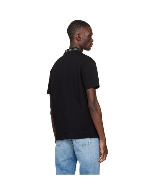 Versace Black Embroidered Cotton Piqué Polo for men