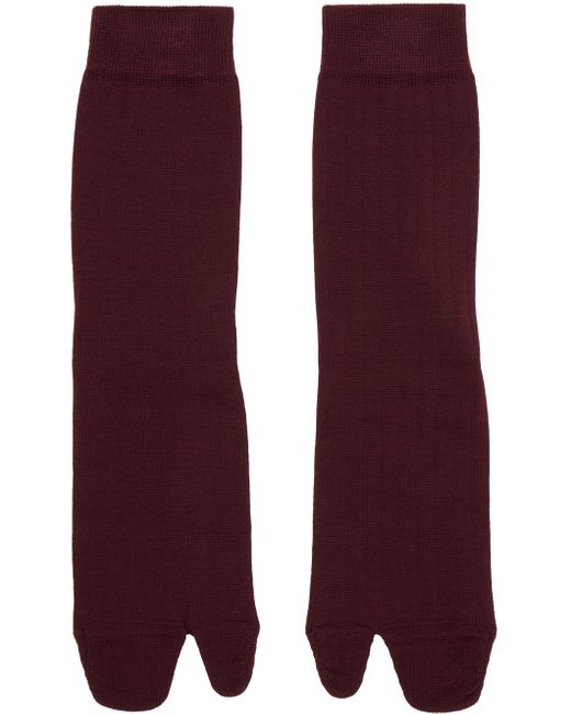 Maison Margiela Purple Burgundy Bootleg Socks for men