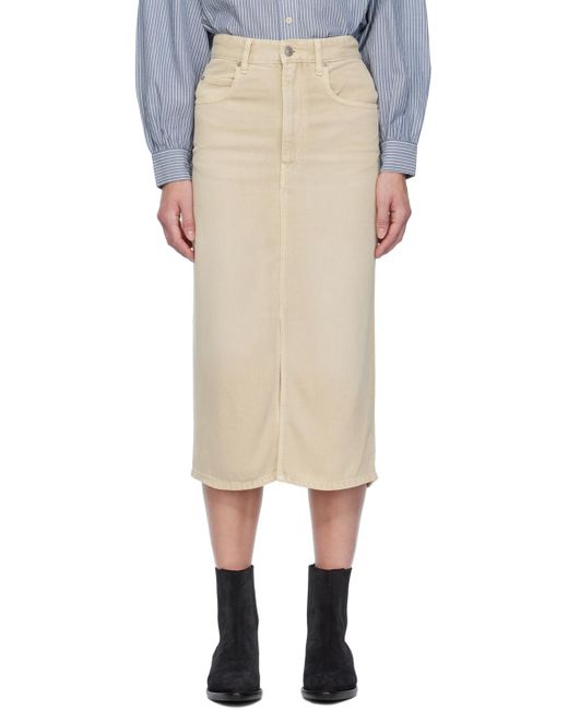 Isabel Marant Natural Tilauria Denim Midi Skirt