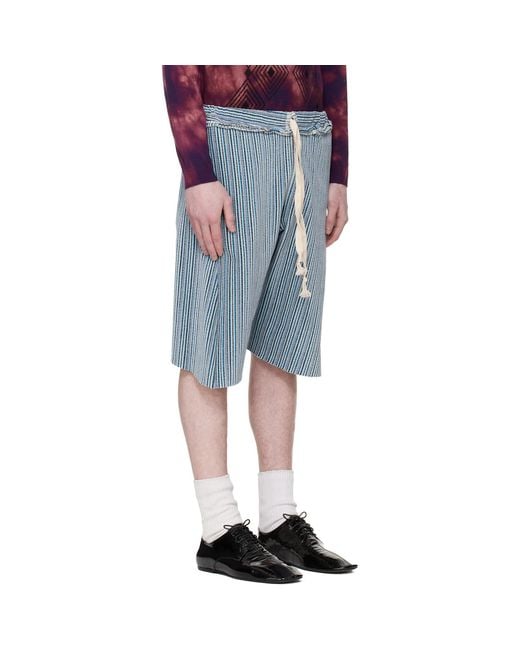 Edward Cuming Blue Twisted Track Shorts for men