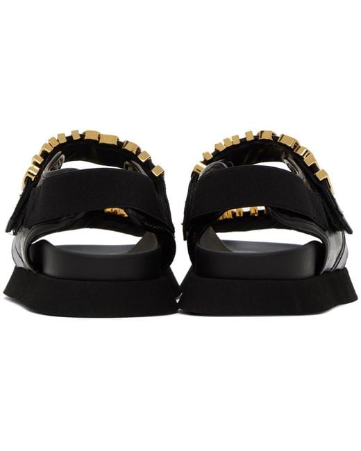 Moschino Black Calfskin Couture Milano Sandals