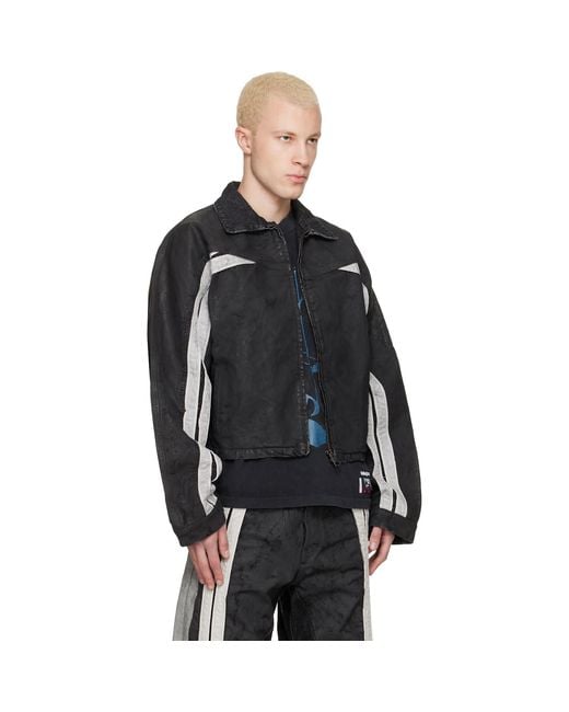 RIVINGTON roi Rebis Black Denim Trappist Trucker Jacket for men