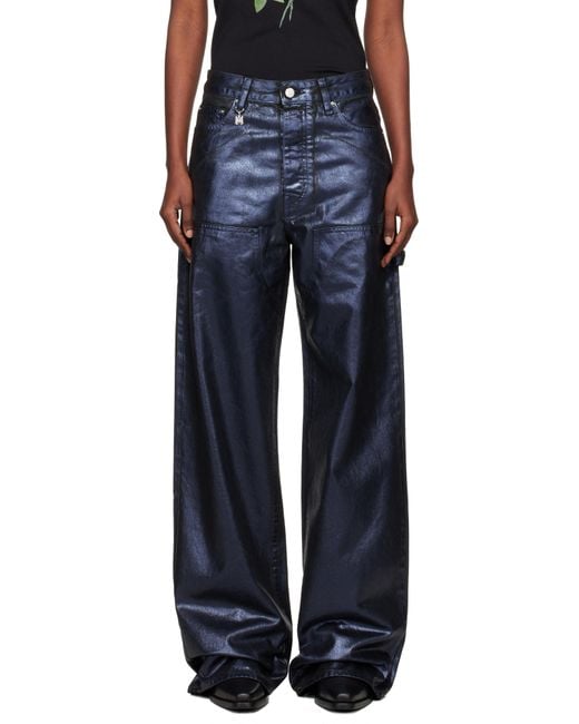 Amiri Blue Coated Denim Carpenter Jeans