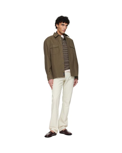 A.P.C. Brown Khaki Solid-Color Cotton Overshirt for men