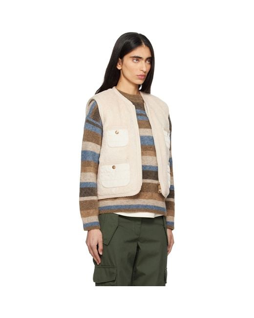 Moncler Natural Mimosas Braided Trim Teddy Down Vest