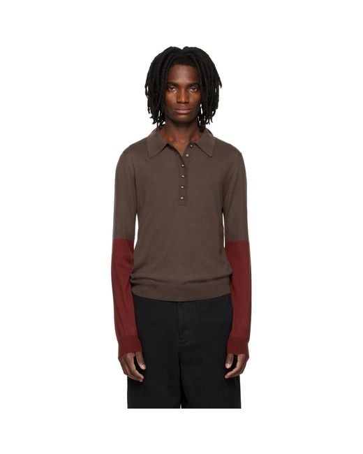 Entire studios Black Split Sleeve Polo for men