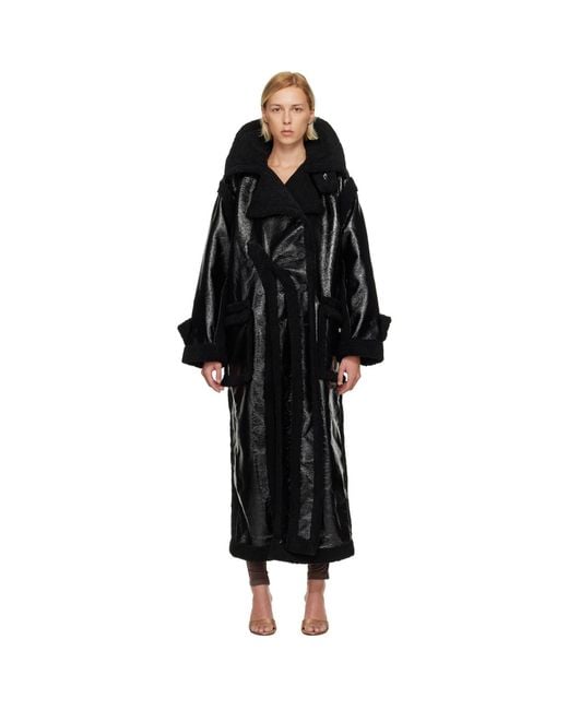 OTTOLINGER Black Oversized Split Faux-Shearling Coat