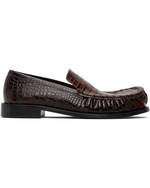 Dries Van Noten Black Embossed Leather Loafers for men