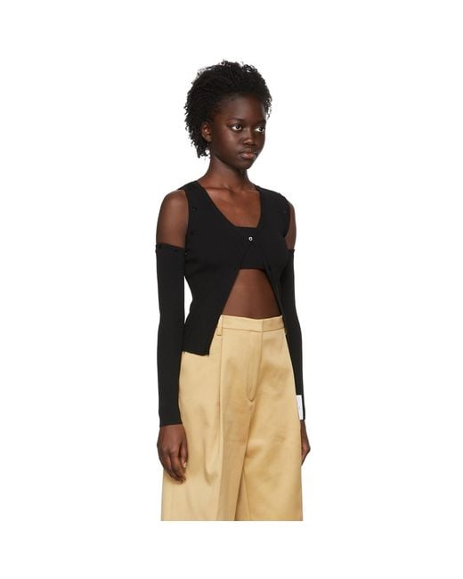 ROKH Black Viscose Cardigantank Top Set