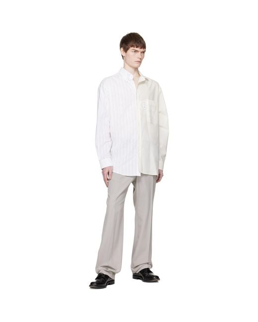 MM6 by Maison Margiela White Off- & Numeric Asymmetric Shirt for men