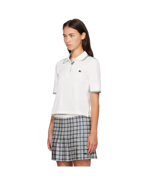 Burberry White Cropped Cotton Tennis Polo