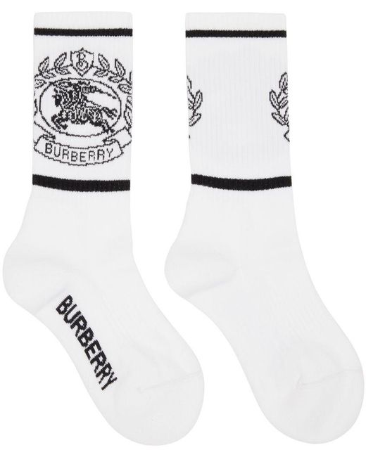 Uitgebreid mooi Blazen Burberry White & Black Ekd Socks for Men | Lyst