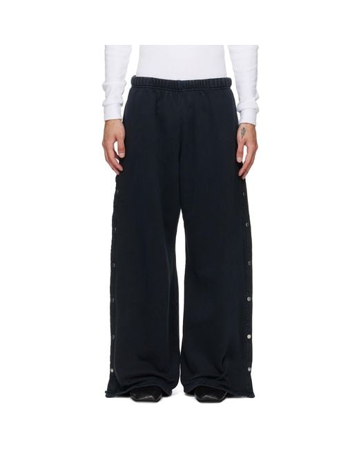 Les Tien Blue Heavyweight Party Snap Sweatpants for men