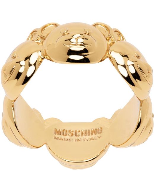 Bague dorée à oursons Moschino en coloris Metallic