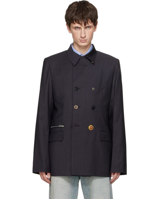Martine Rose Black Double-Breasted Zip Blazer for men