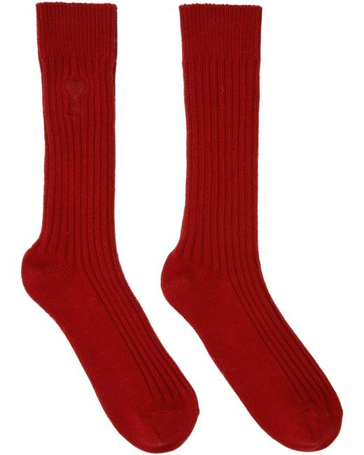 AMI Red Three-pack Multicolor Ami De Cœur Socks for men