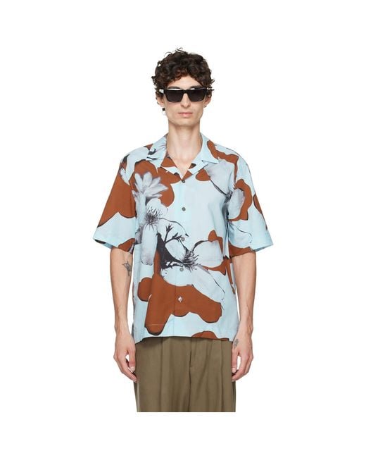 Paul Smith Blue Floral Print Shirt for men