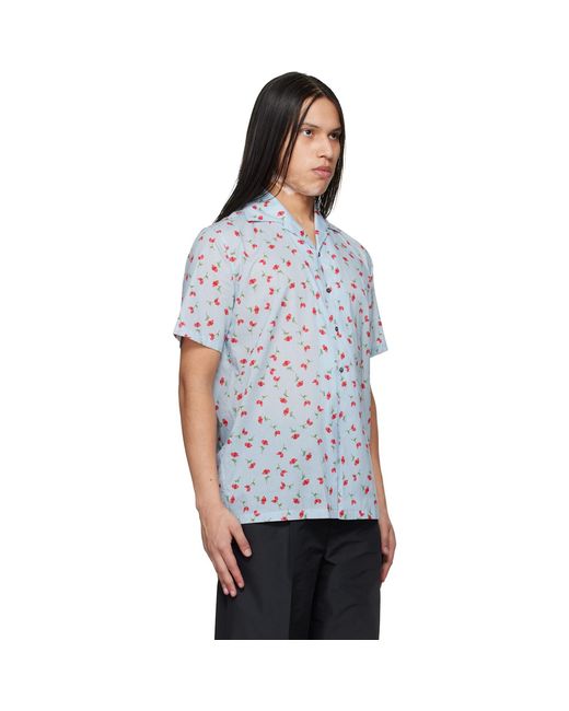 Jil Sander Blue Floral Print Shirt for men