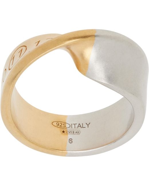 Maison Margiela White Twisted Numerical Logo Ring for men