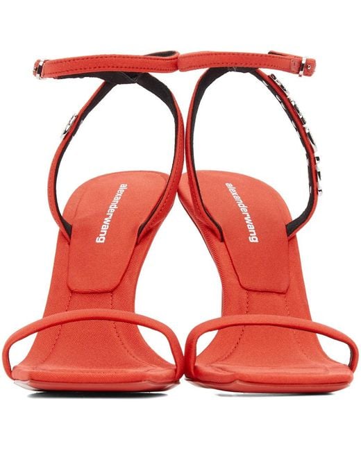 alexander wang red julie logo heeled sandals