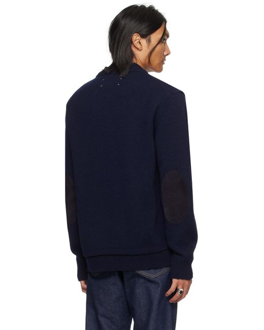Maison Margiela Blue Navy Patch Sweater for men