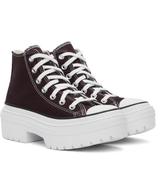 Converse Black Burgundy Chuck Taylor All Star Lugged Heel Platform Sneakers