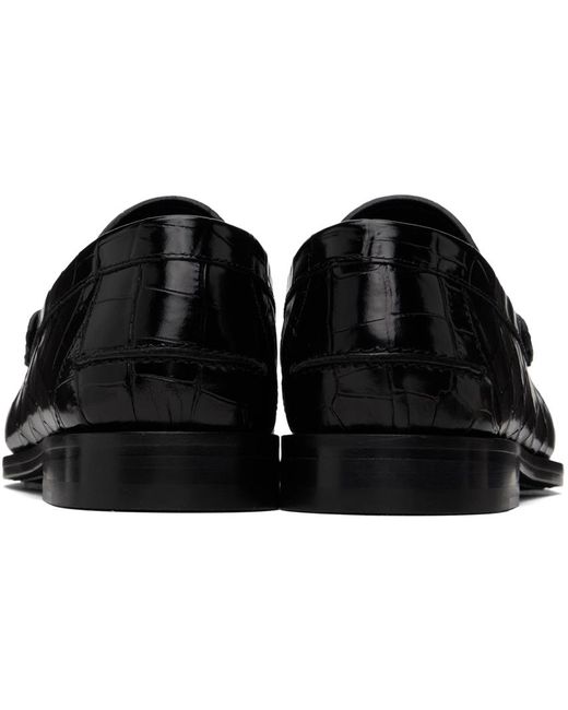 Flâneurs noirs en cuir gaufré façon croco à méduse '95 Versace pour homme en coloris Black