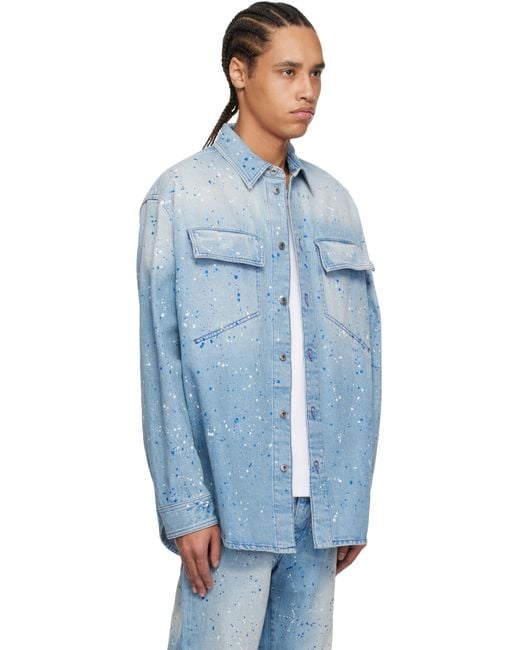 Off-White c/o Virgil Abloh Blue Paint Splatter Denim Jacket for men