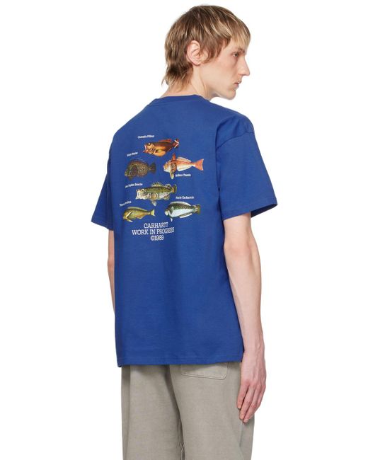 メンズ Carhartt ブルー Fish Tシャツ Blue