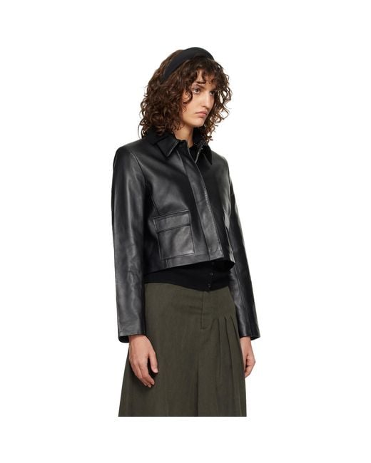 Nour Hammour Black Bleeker Fitted Leather Jacket