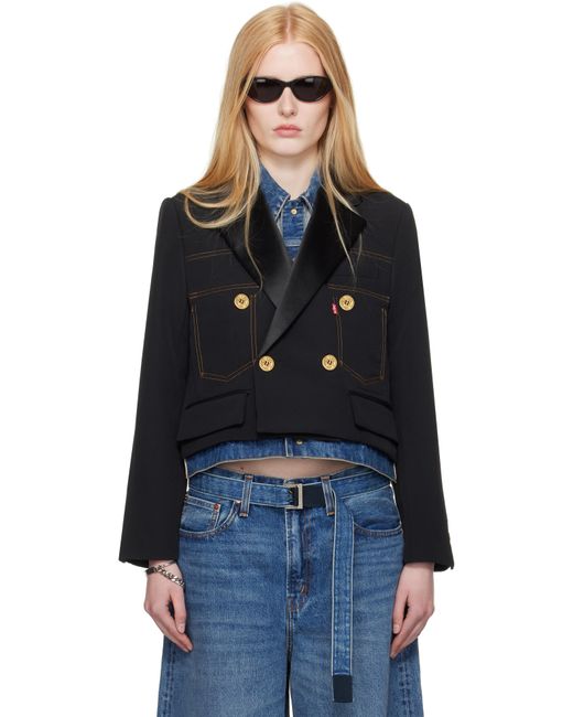 Blouson Réversible Noir Et Bleu En Denim Et En Sergé Matelassé Édition Levi's Sacai en coloris Black
