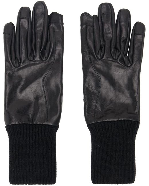 Rick Owens Black Short Ribcuff Gloves for men