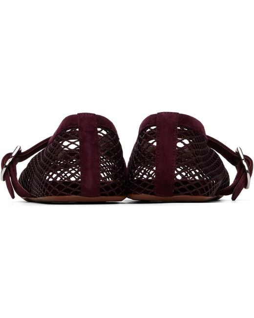 Alaïa Multicolor Burgundy Fishnet Suede Ballerina Flats