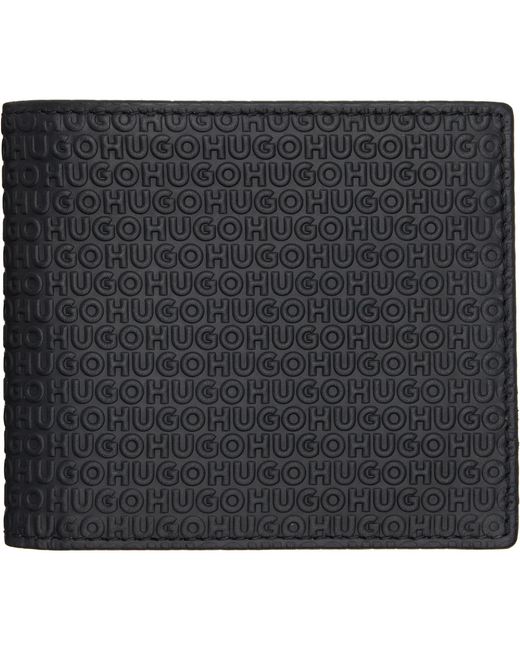 HUGO Black Embossed Logo Wallet for men
