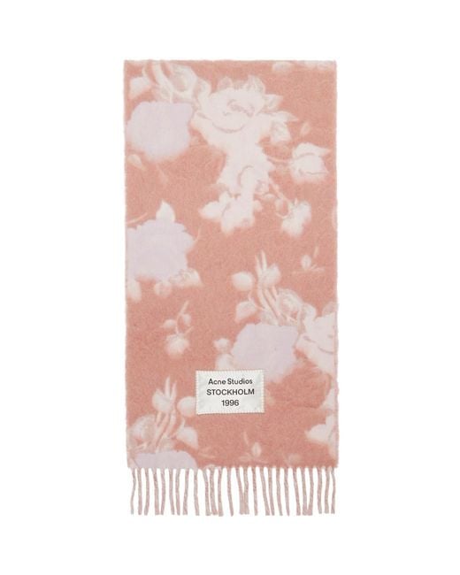 Acne Pink Fringed Wool Scarf for men