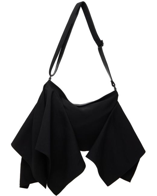 Yohji Yamamoto Black Gabardine Draped Shoulder Bag