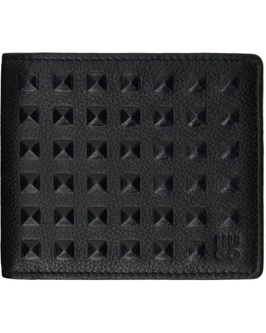 HUGO Black Leather Wallet for men