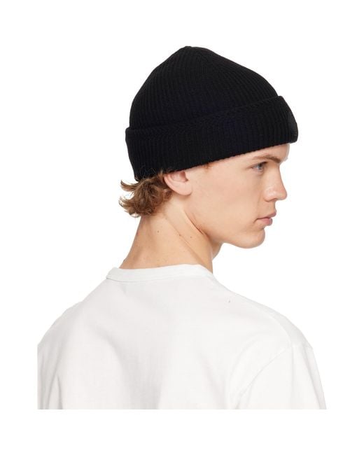 Moncler Blue Cashmere Blend Logo Beanie for men