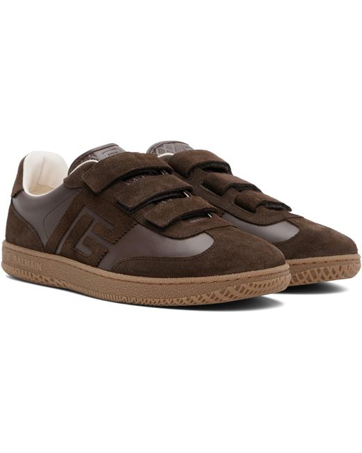 Balmain Brown Swan' Suede Sneakers for men