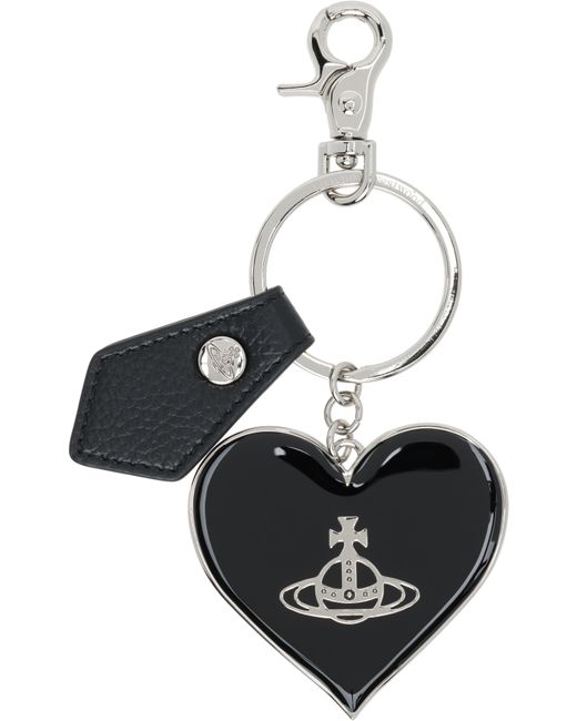 Vivienne Westwood Black Mirror Heart Orb Keychain for men